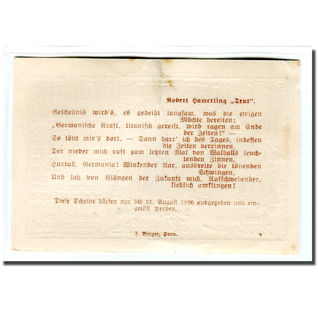 Nota, Áustria, Kirchberg, 1 Krone, texte 1, 1920, UNC(63), Mehl:440a