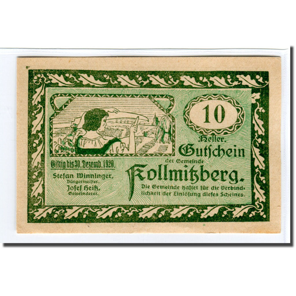 Billete, Austria, Kollmitzberg, 10 Heller, paysage, 1920, SC, Mehl:462b