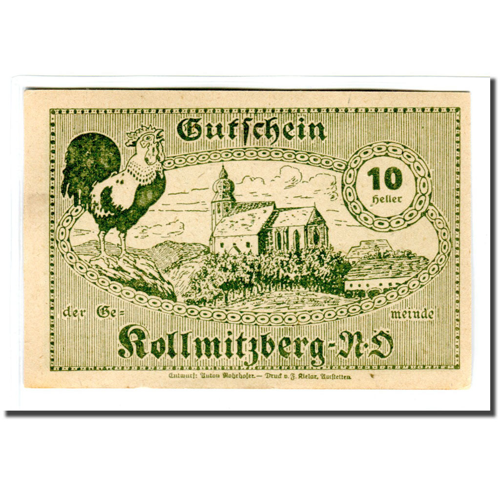 Billete, Austria, Kollmitzberg, 10 Heller, paysage, 1920, SC, Mehl:462b