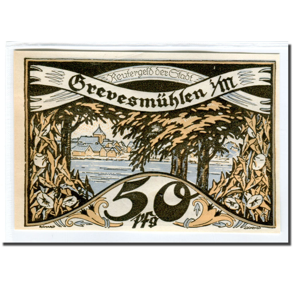 Banknote, Germany, Grevesmuhlen Stadt, 50 Pfennig, paysage, 1922, UNC(63)