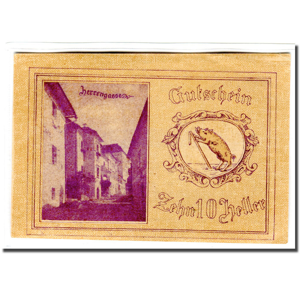 Banknote, Austria, Kremsmunster, 10 Heller, rue, 1920, UNC(63), Mehl:476II