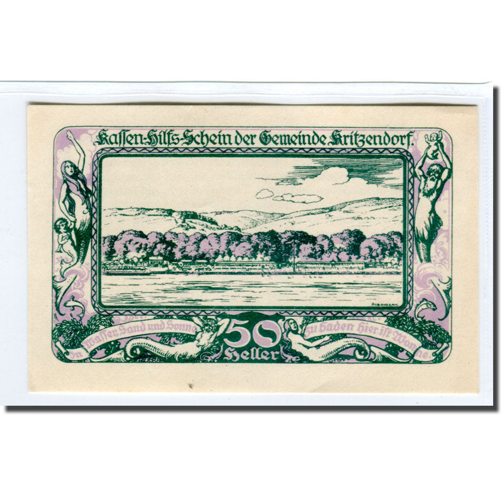 Banconote, Austria, Kritzendorf, 50 Heller, Texte, 1920, SPL, Mehl:484a