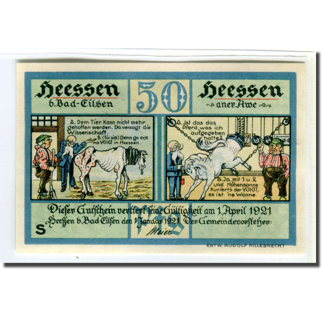 Geldschein, Deutschland, Heessen Bei Eilsen, 50 Pfennig, personnage 1, 1921