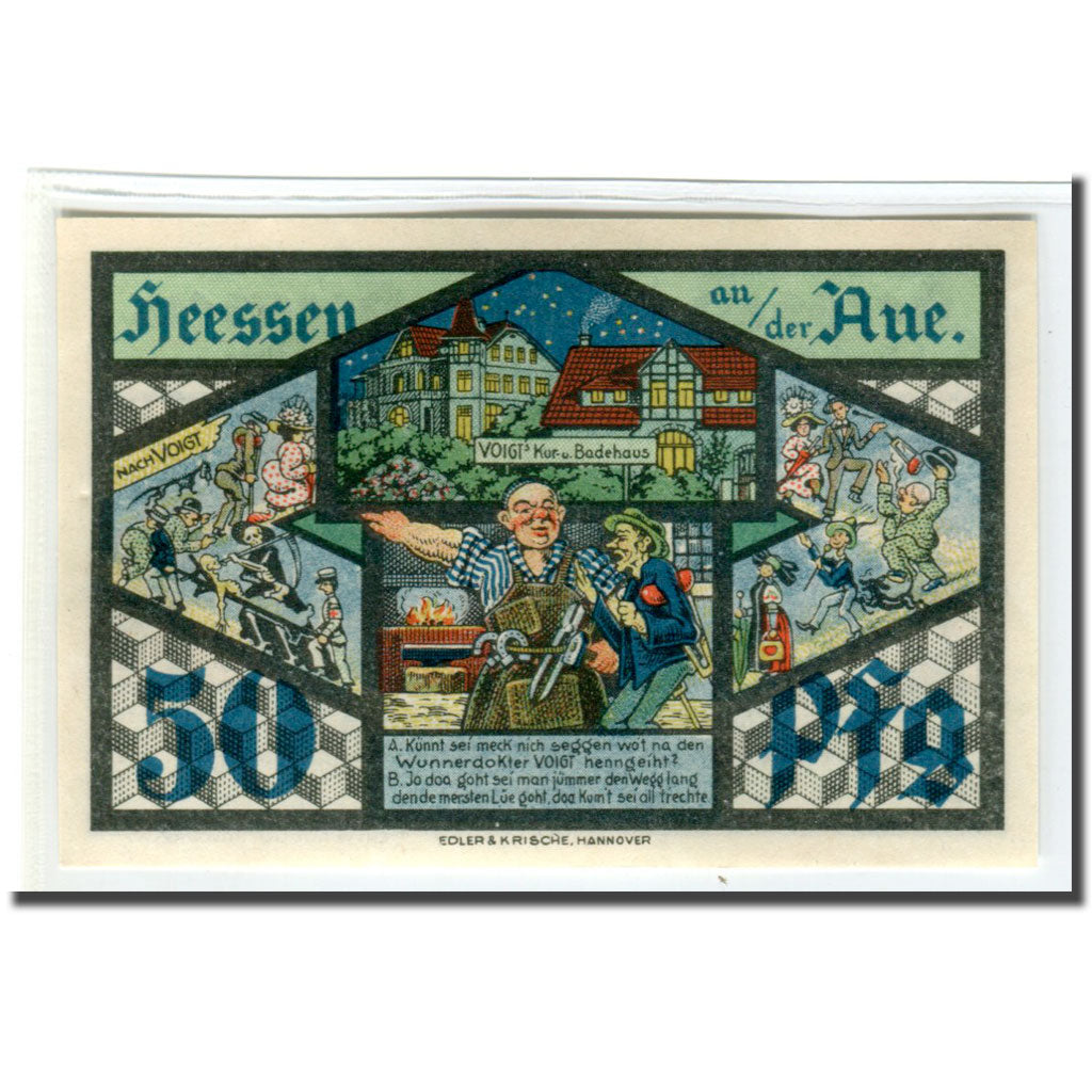 Geldschein, Deutschland, Heessen Bei Eilsen, 50 Pfennig, personnage 1, 1921
