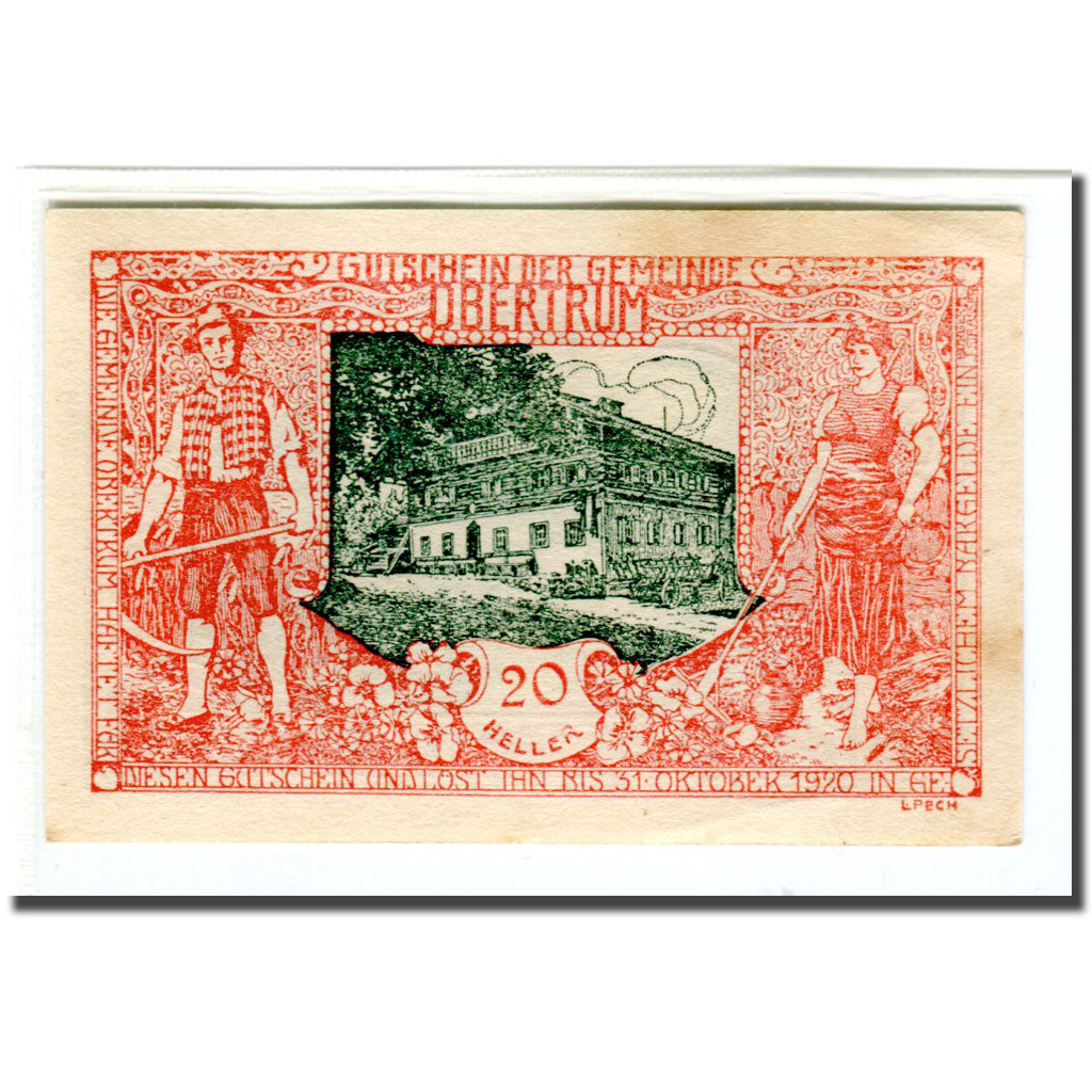Banknote, Austria, Obertrum Sbg. Gemeinde, 20 Heller, personnage 1, 1920