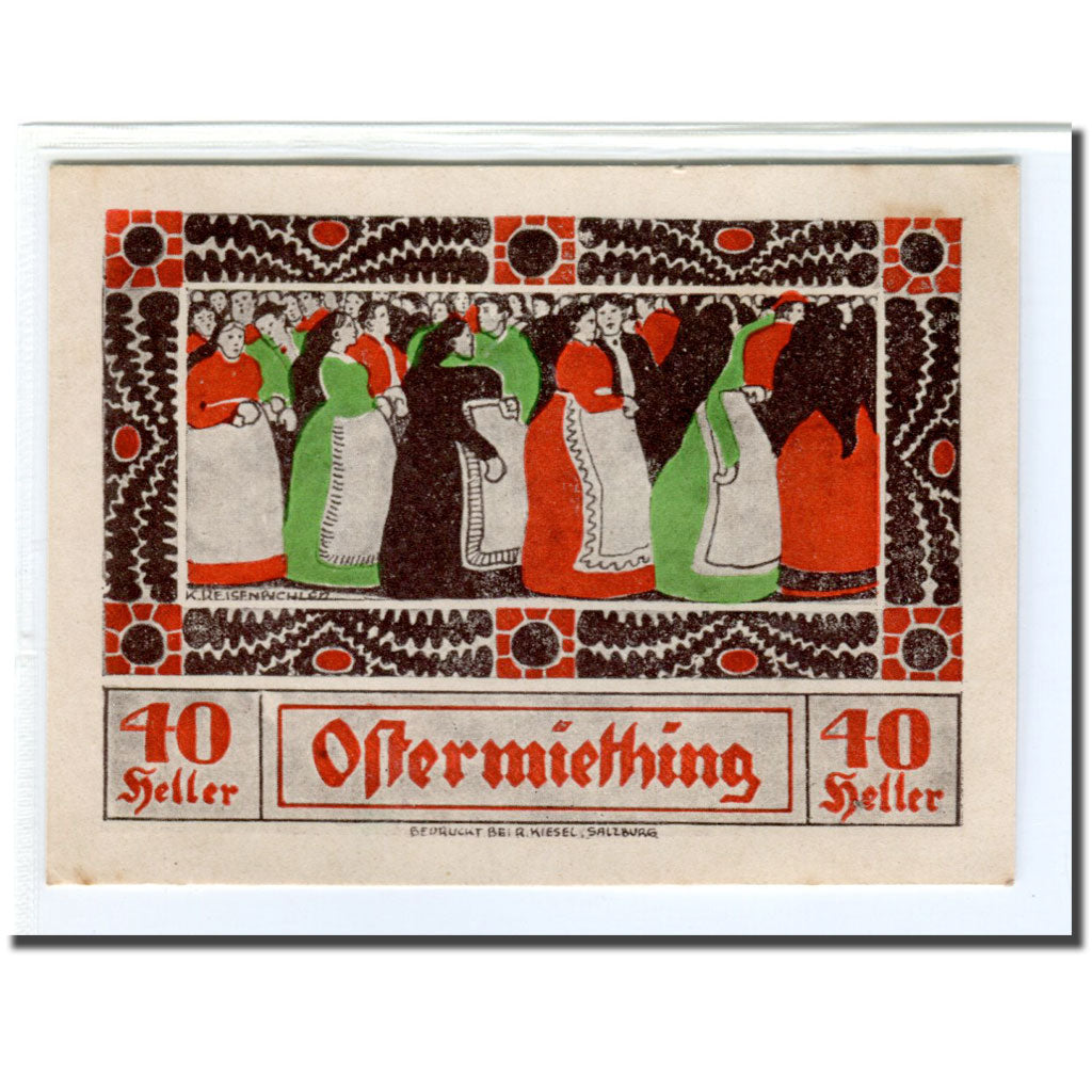 Banknote, Austria, Ostermiething, 40 Heller, personnage 1, 1920, UNC(63)