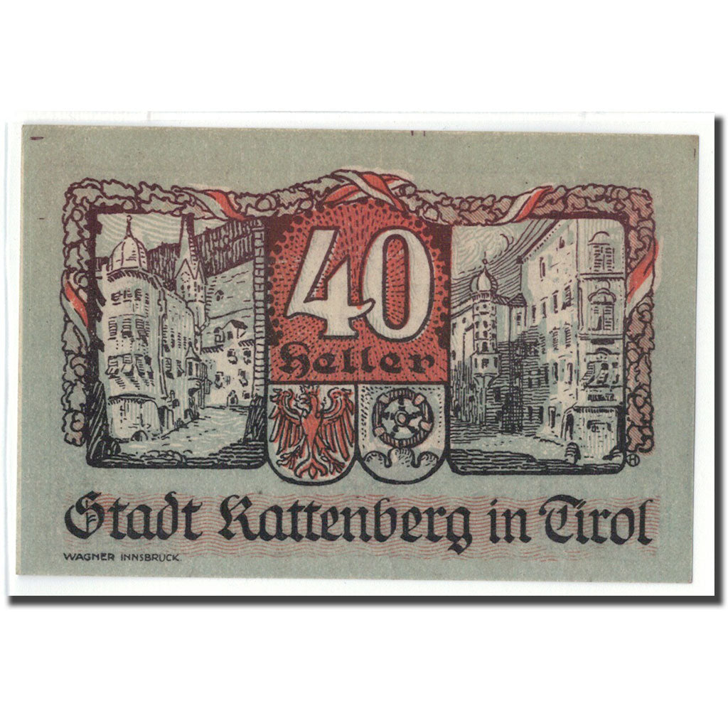 Banknote, Austria, Rattenberg Tirol Stadt, 40 Heller, rue 1, 1920, UNC(63)