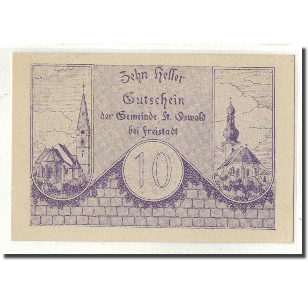 Billete, Austria, St. Oswald N.Ö. Gemeinde, 10 Heller, Texte, 1920, 1920-05-01