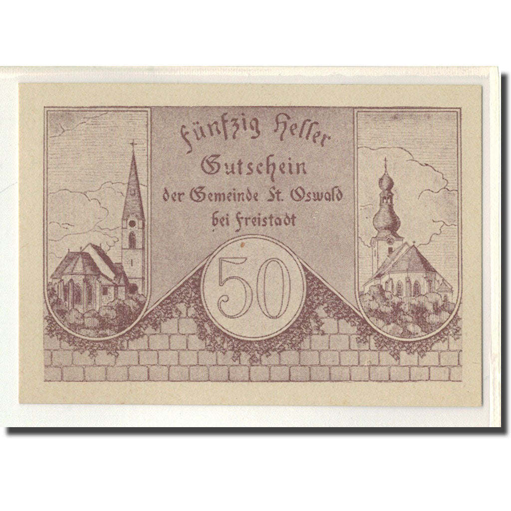 Banknote, Austria, St. Oswald N.Ö. Gemeinde, 50 Heller, texte 1, 1920