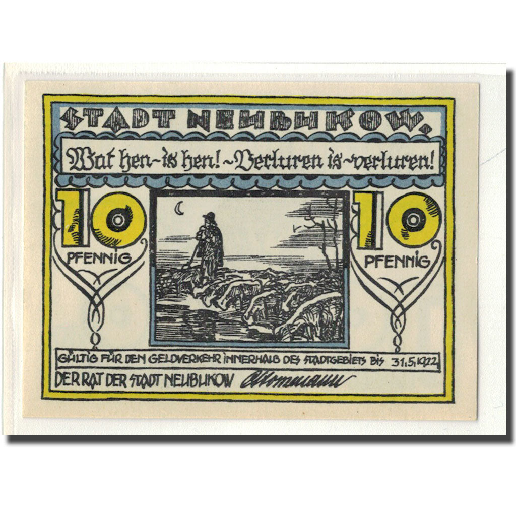 Banconote, Germania, Neubukow Stadt, 10 Pfennig, personnage, 1922, SPL