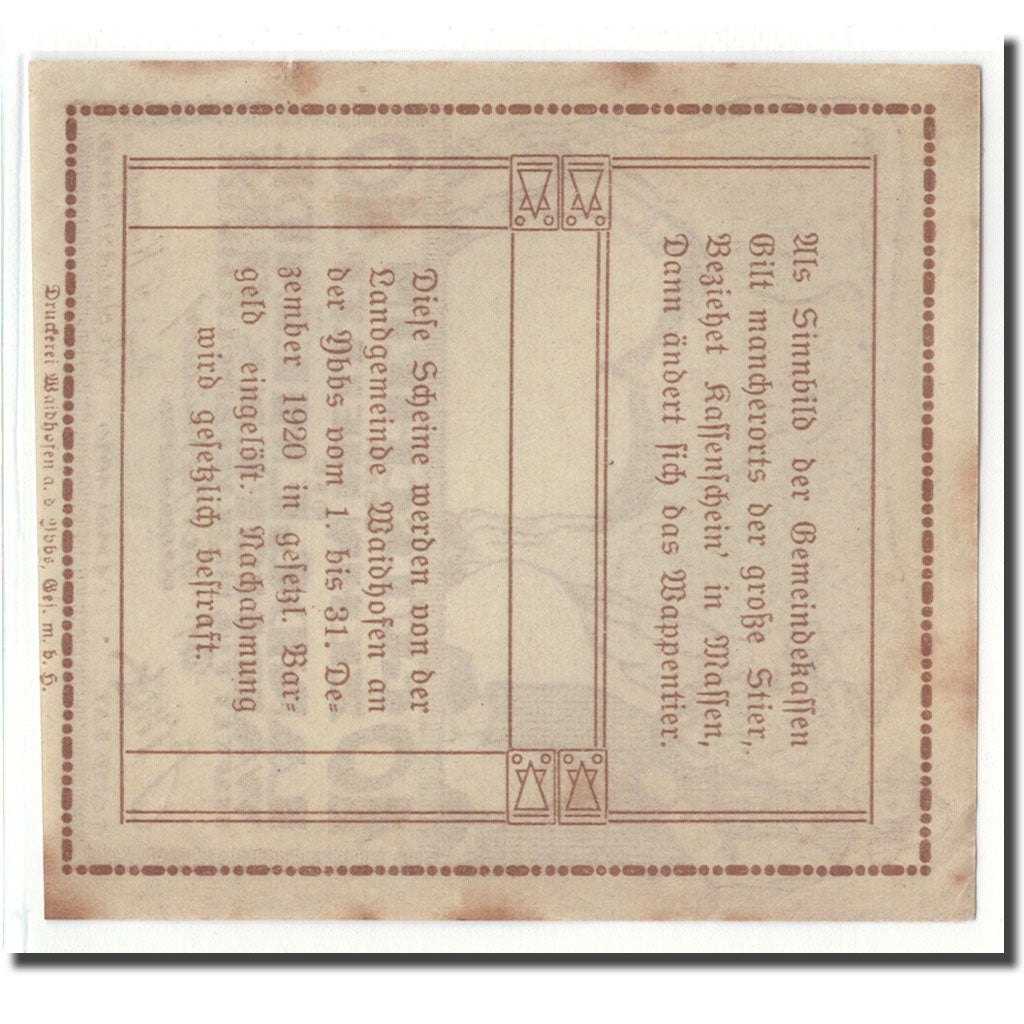 Billet, Autriche, Waidhofen an der Ybbs, 10 Heller, Texte 2, 1920, 1920-05-01