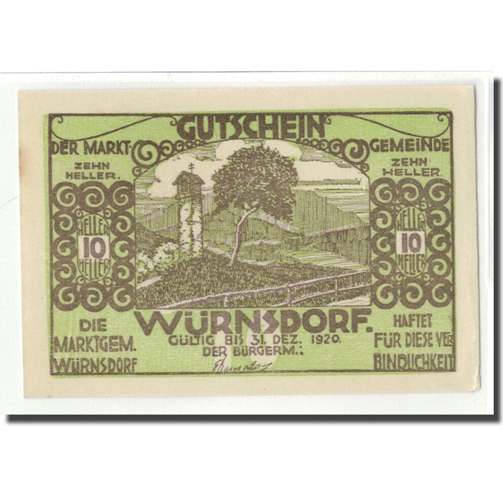 Billete, Austria, Würnsdorf, 10 Heller, N.D, 1920, SC, Mehl:1257IIa