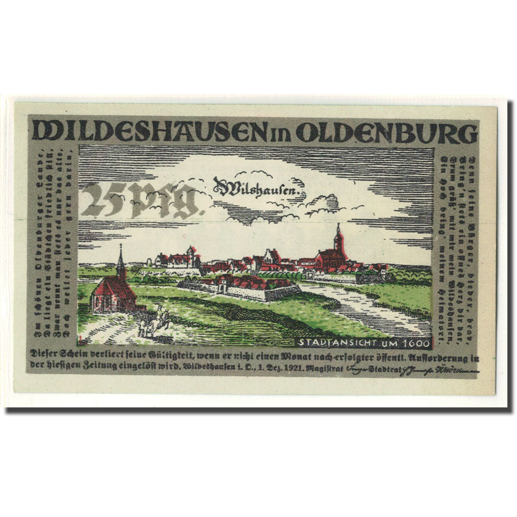 Banknote, Germany, Wildeshausen, 25 Pfennig, paysage, 1921, 1921-12-01, UNC(63)