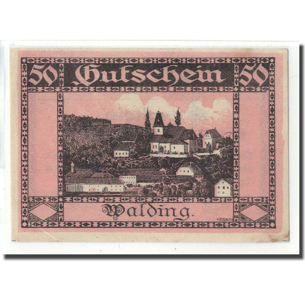 Banconote, Austria, Walding, 50 Heller, paysage 2, 1920, 1920-04-18, SPL