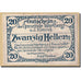 Billet, Autriche, Wartberg, 20 Heller, Batiment, 1921, SPL, Mehl:1141a