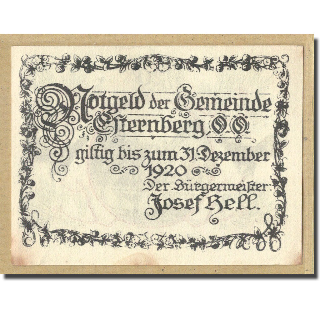 Nota, França, Esternberg, 20 Heller, paysage, 1920, UNC(63), Mehl:189