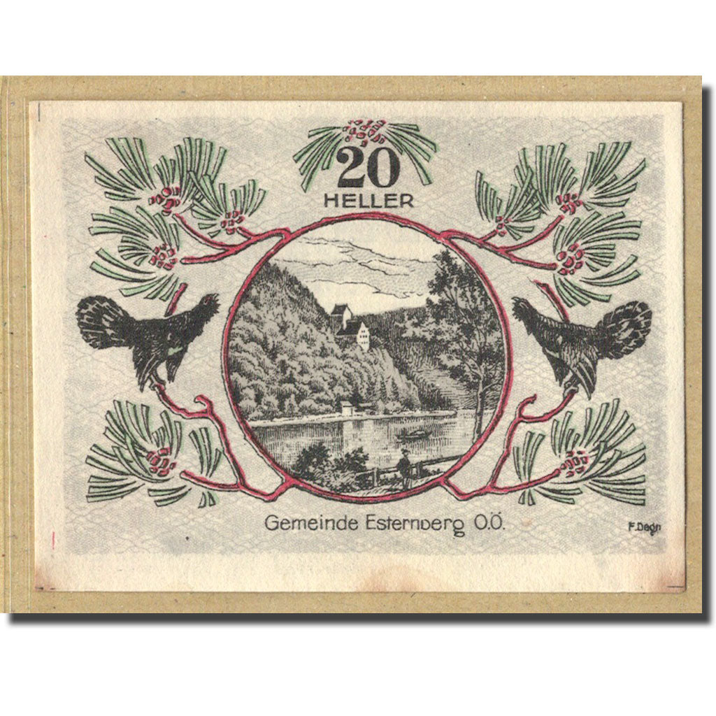 Nota, França, Esternberg, 20 Heller, paysage, 1920, UNC(63), Mehl:189
