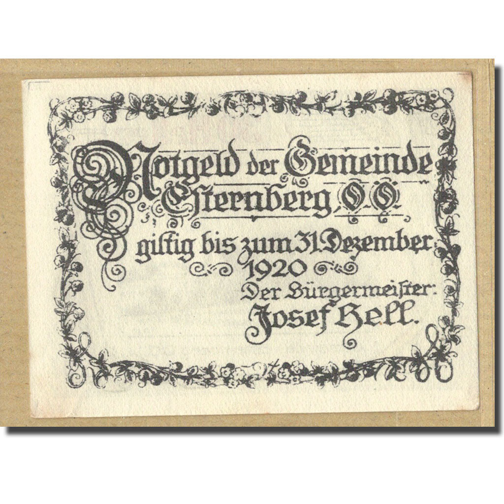 Banknote, France, Esternberg, 30 Heller, paysage 1, 1920, UNC(63), Mehl:189