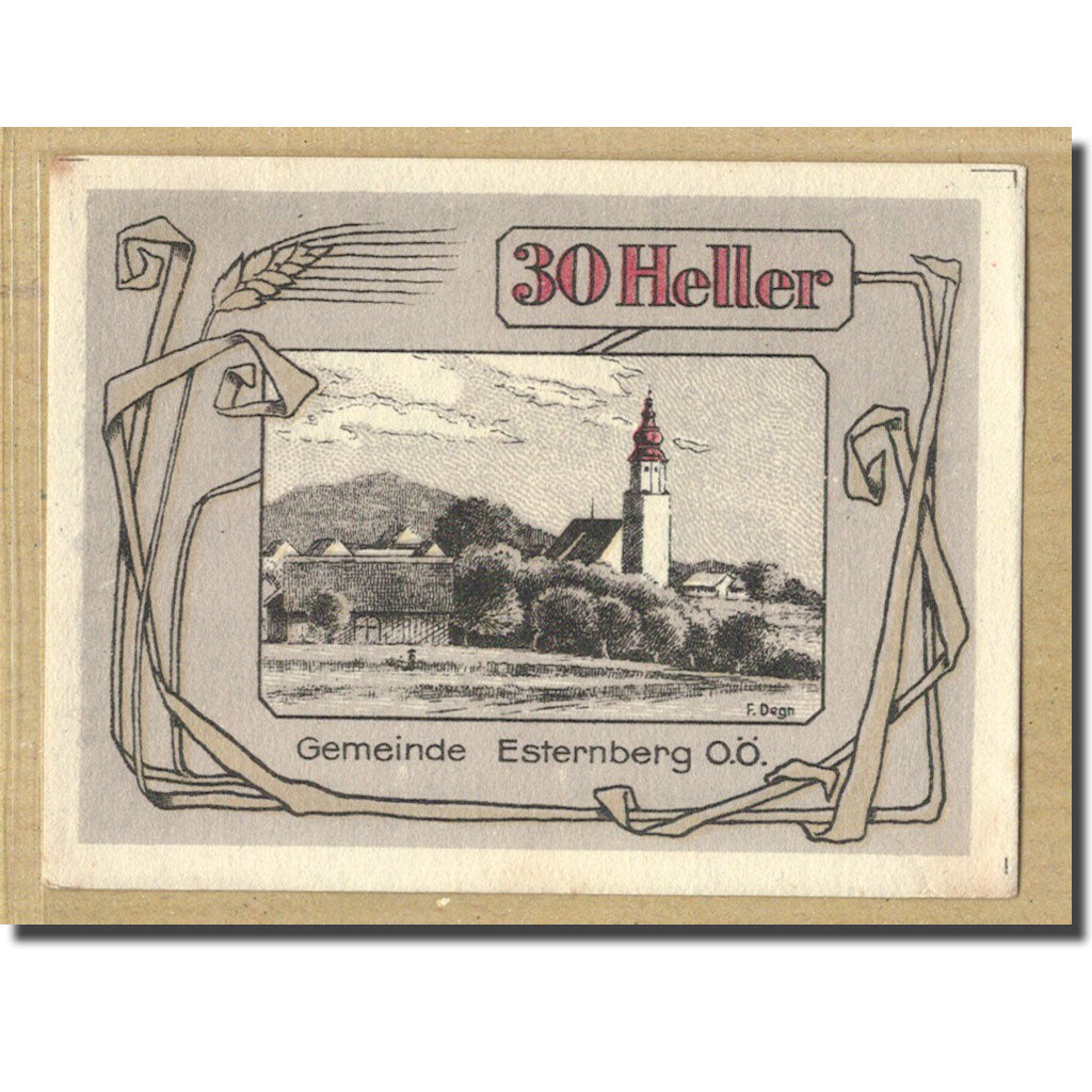 Banknote, France, Esternberg, 30 Heller, paysage 1, 1920, UNC(63), Mehl:189