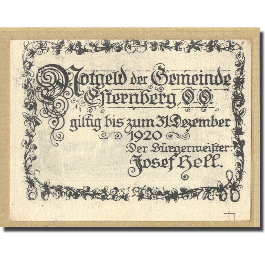 Banconote, Francia, Esternberg, 50 Heller, paysage 2, 1920, SPL, Mehl:189