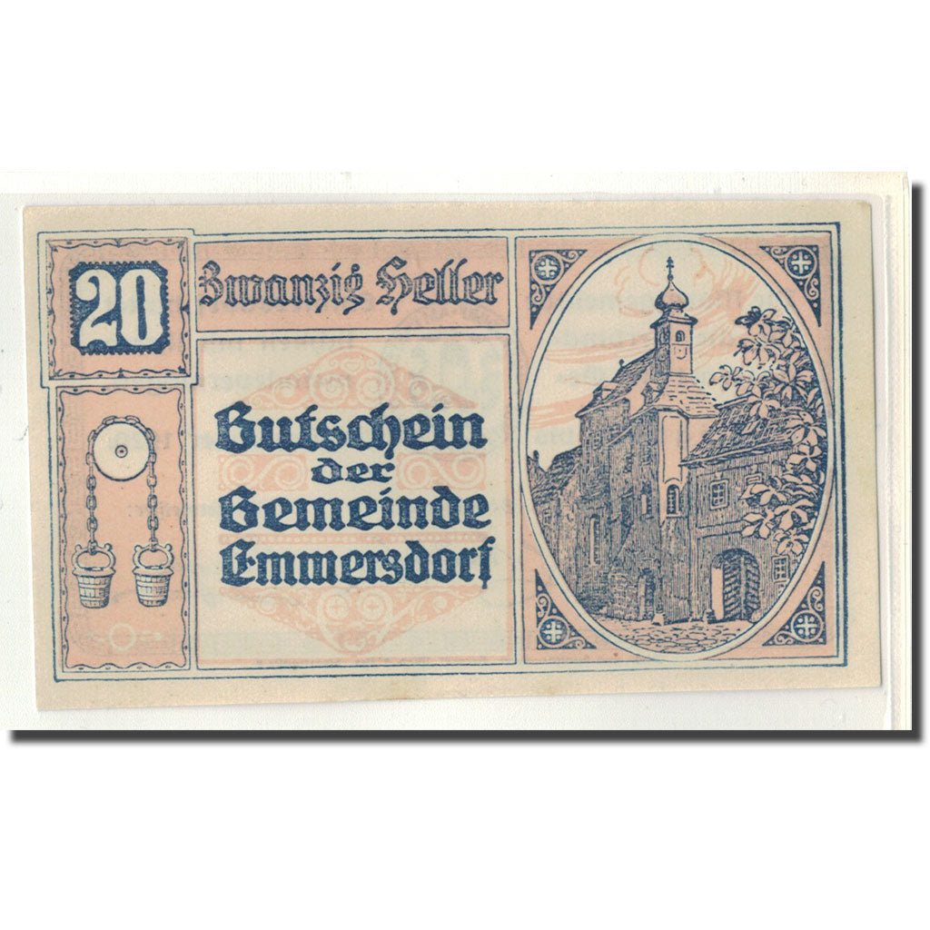Biljet, Oostenrijk, Emmersdorf N.Ö. Gemeinde, 20 Heller, Texte 2, 1920, SPL