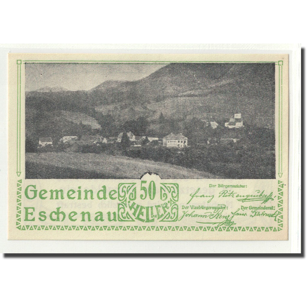Banknote, Austria, Eschenau, 50 Heller, Texte 2, 1920, UNC(63), Mehl:186c
