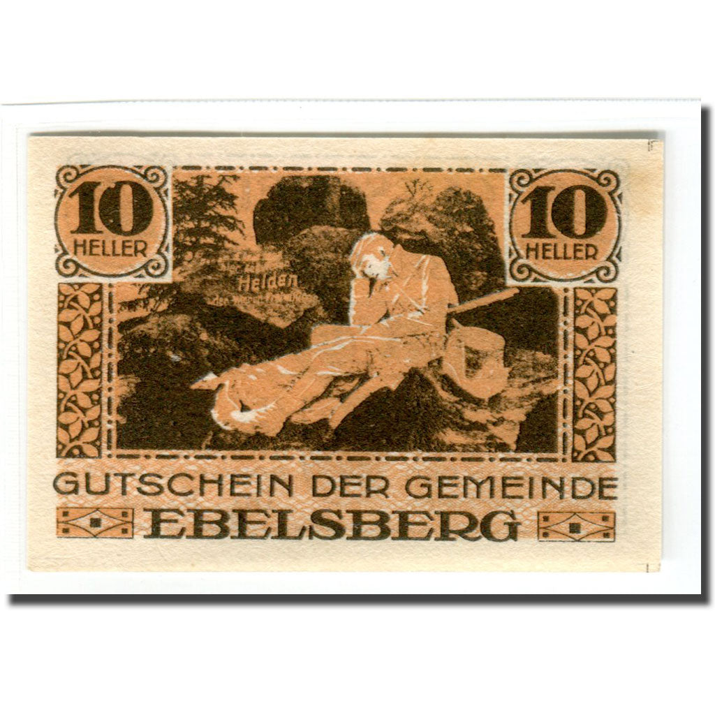 Banknote, Austria, Ebelsberg, 10 Heller, personnage, 1920, UNC(63), Mehl:140Ia