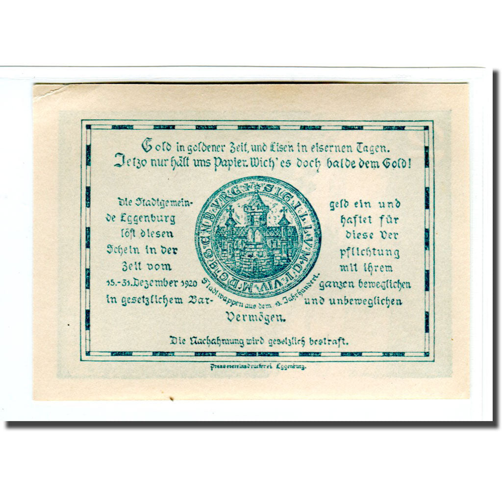 Biljet, Oostenrijk, Eggenburg, 10 Heller, paysage, 1920, SPL, Mehl:162b