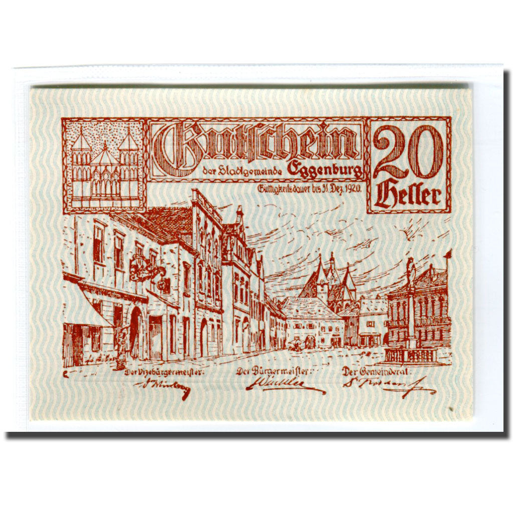 Billet, Autriche, Eggenburg, 20 Heller, rue, 1920, SPL, Mehl:162b