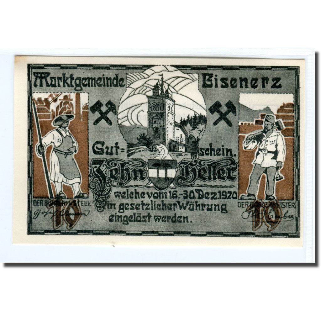 Banknote, Austria, Eisenerz, 10 Heller, Texte, 1920, 1920-04-30, UNC(63)