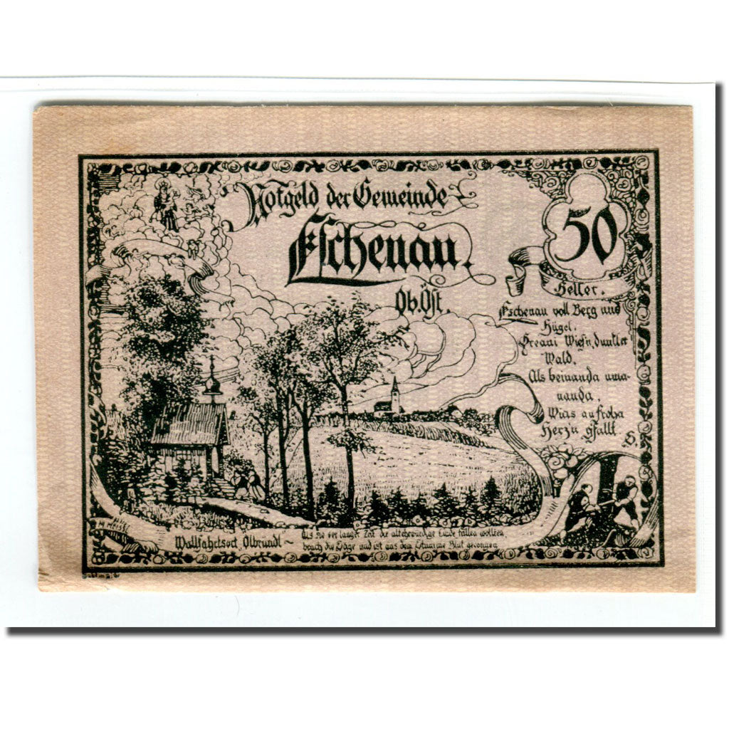 Geldschein, Österreich, Eschenau, 50 Heller, Texte, 1920, 1920-05-30, UNZ-
