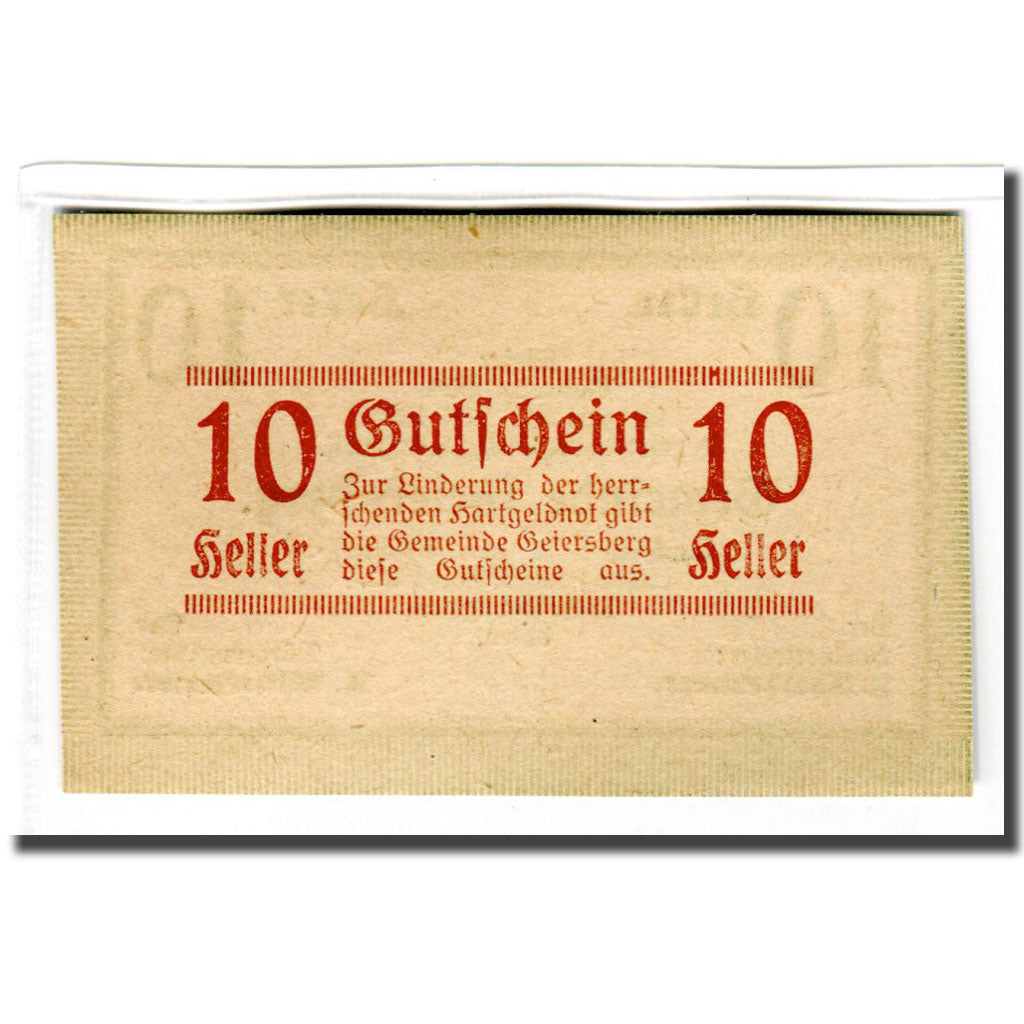 Billete, Austria, Geiersberg, 10 Heller, Texte, 1920, SC, Mehl:227a