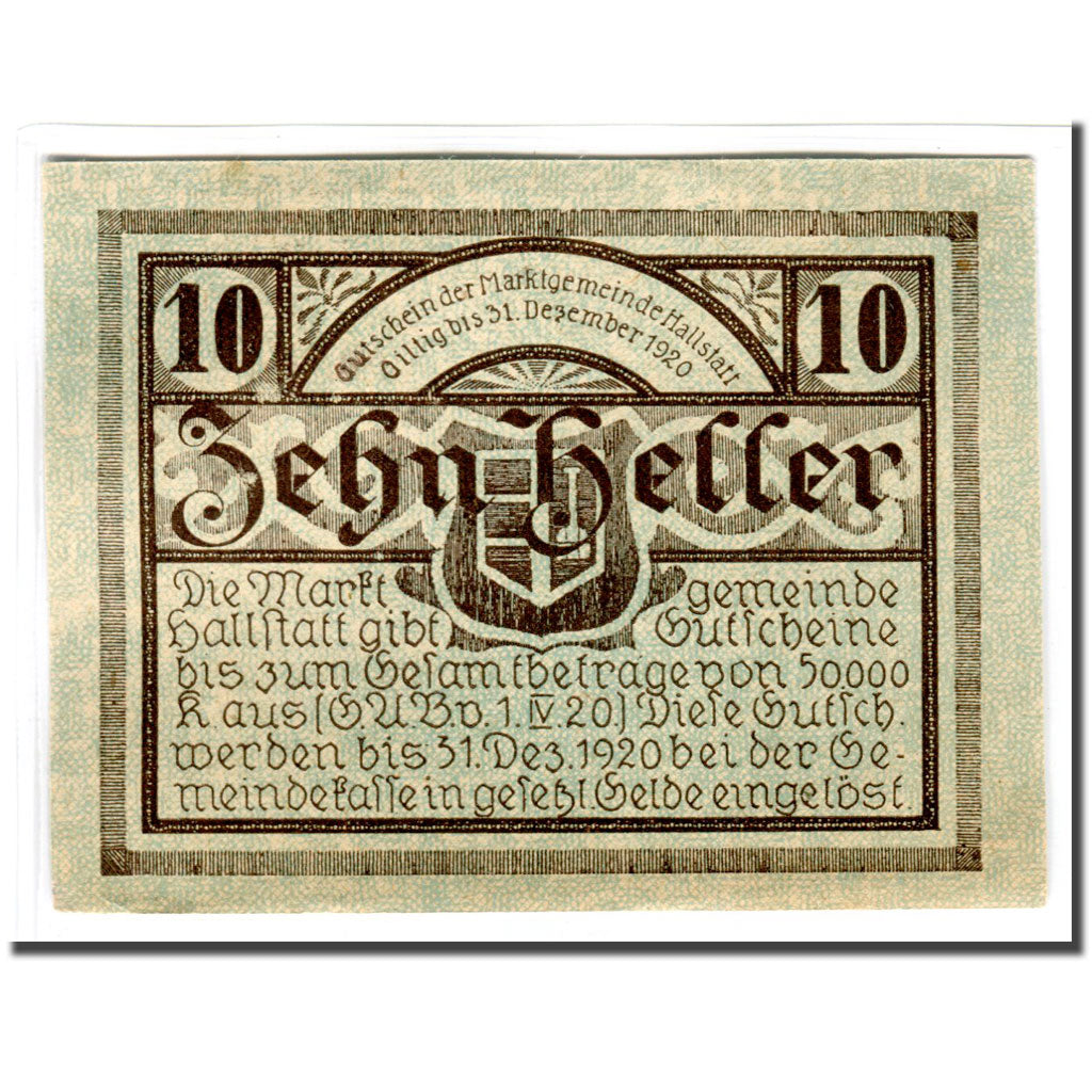 Billete, Austria, Hallstatt, 10 Heller, Texte, 1920, 1920-04-01, SC, Mehl:345