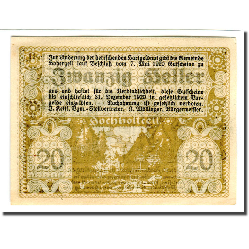 Banknote, Austria, Hohenzell, 20 Heller, Blason 1, 1920, 1920-05-07, UNC(63)