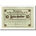 Banknote, Austria, Kürnberg N.Ö. Gemeinde, 10 Heller, paysage, 1920