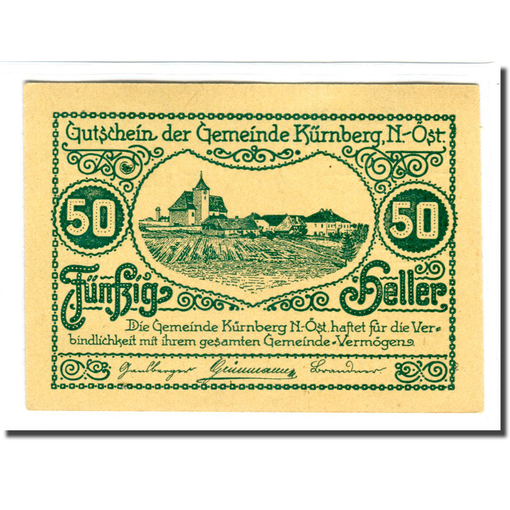 Banconote, Austria, Kürnberg N.Ö. Gemeinde, 50 Heller, tour, 1920, 1920-05-15