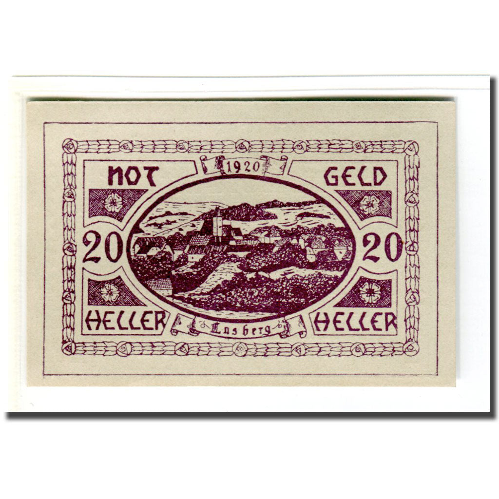 Banknote, Austria, Lasberg, 20 Heller, paysage 1, 1920, 1920-05-12, UNC(63)