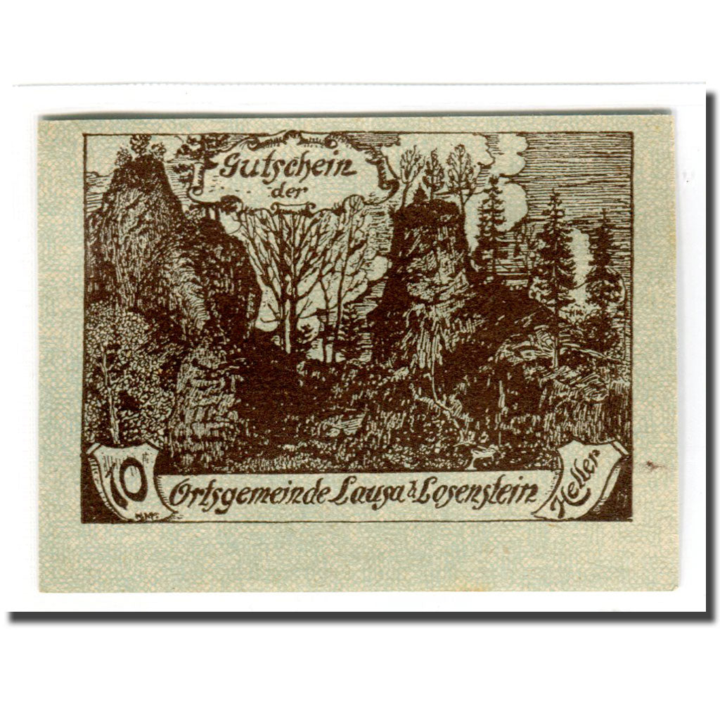 Banknote, Austria, Lausa bei Losenstein O.Ö. Ortsgemeinde, 10 Heller, paysage