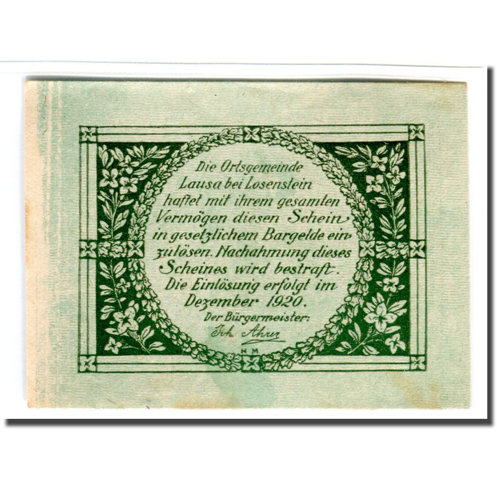 Banknote, Austria, Lausa bei Losenstein O.Ö. Ortsgemeinde, 50 Heller, paysage