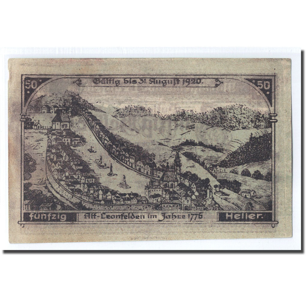 Banknote, Austria, Leonfelden O.Ö. Marktgemeinde, 50 Heller, paysage 2, 1920