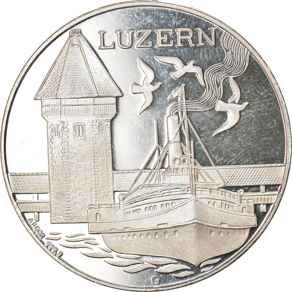 Switzerland, Medal, Luftschiff, Ville de Lucerne I, Aviation, 1910, MS(63)