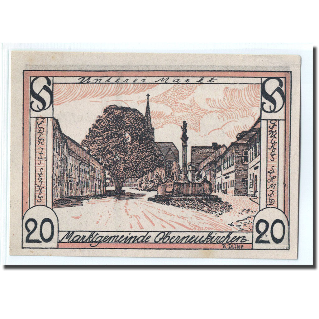 Banknote, Austria, Oberneukirchen O.Ö. Marktgemeinde, 20 Heller, place