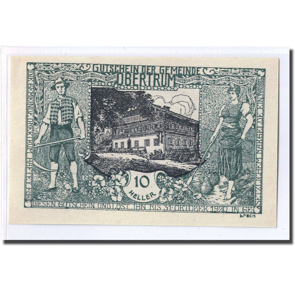 Banknote, Austria, Obertrum Sbg. Gemeinde, 10 Heller, personnage, 1920, UNC(63)