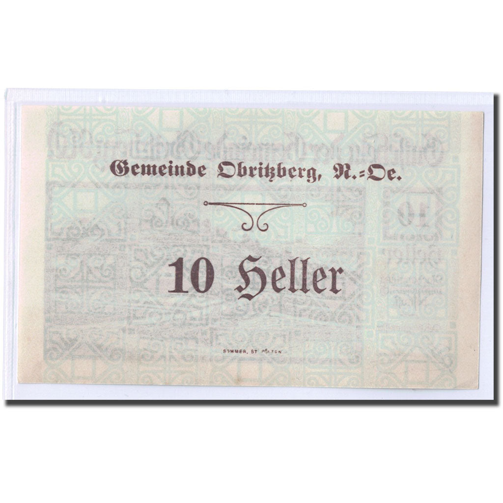 Banknote, Austria, Obritzberg, 10 Heller, valeur faciale, 1920, UNC(63)