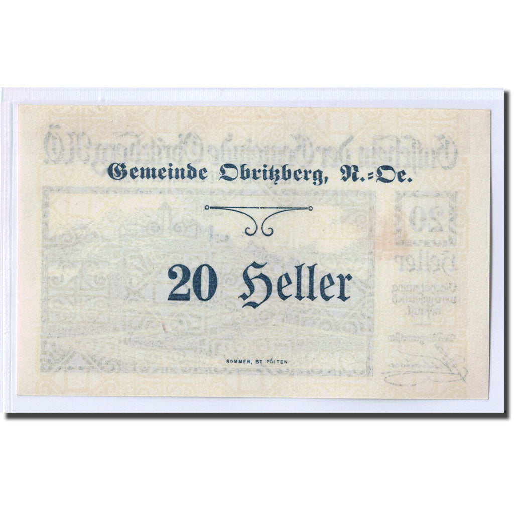 Banknote, Austria, Obritzberg, 20 Heller, valeur faciale 1, 1920, UNC(63)