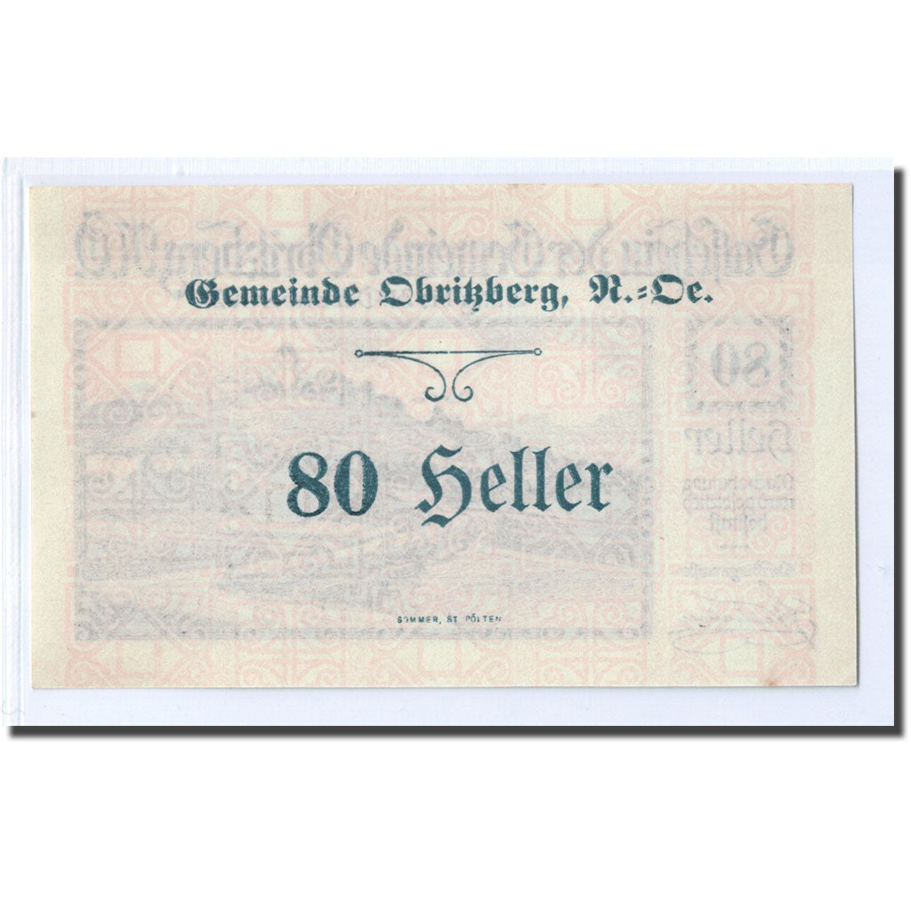Banknote, Austria, Obritzberg, 80 Heller, valeur faciale 2, 1920, UNC(63)