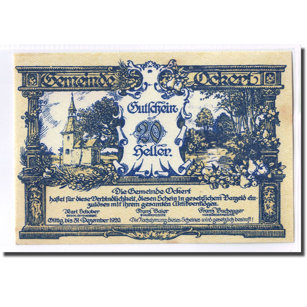 Banknote, Austria, Ockert N.Ö. Gemeinde, 20 Heller, N.D, 1920, UNC(63)