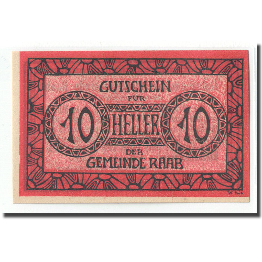 Banknote, Austria, Raab O.Ö. Marktgemeinde, 10 Heller, Texte, 1920, 1920-02-26