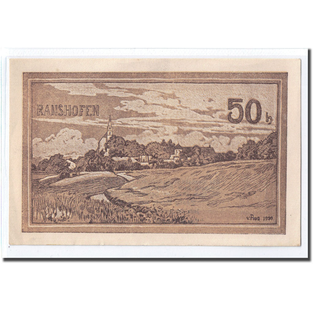 Nota, Áustria, Ranshofen, 50 Heller, paysage, 1920, UNC(63), Mehl:819Eb