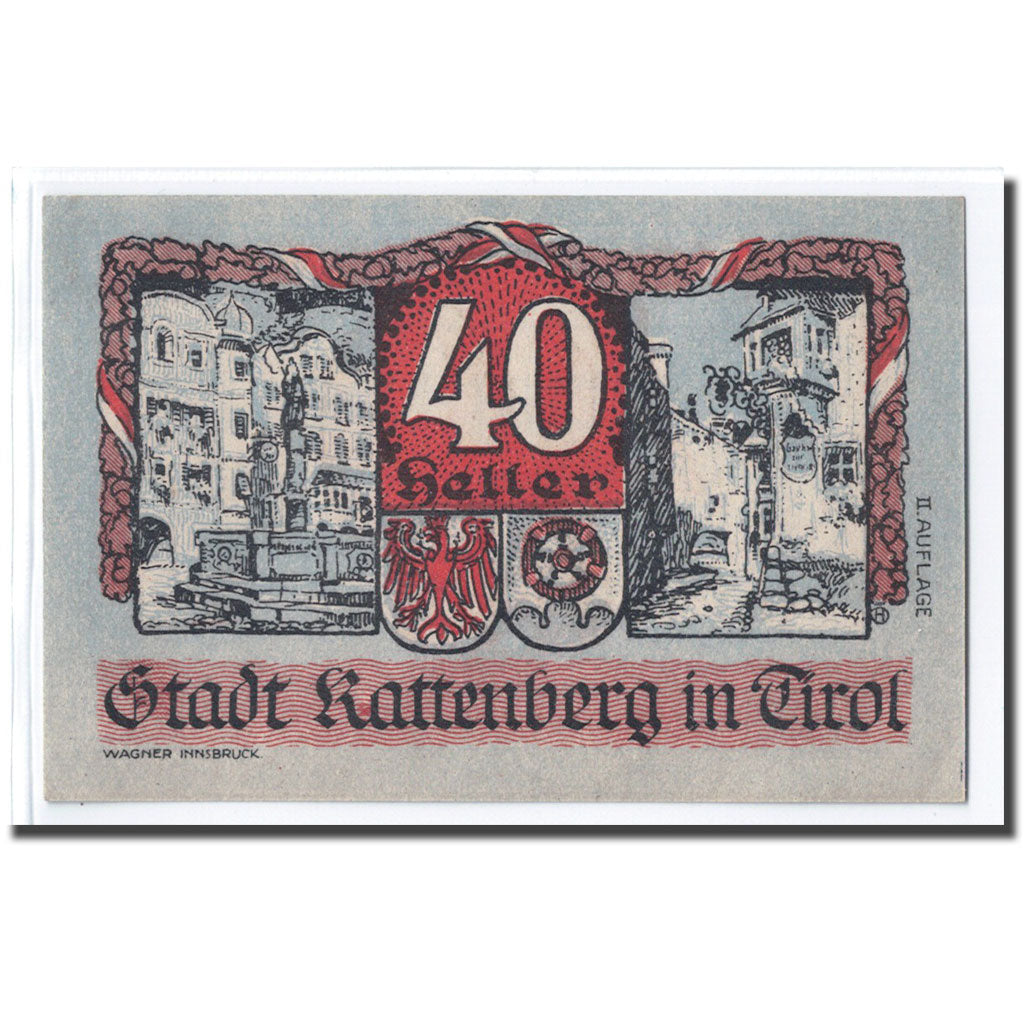 Banknote, Austria, Rattenberg Tirol Stadt, 40 Heller, valeur faciale, 1920